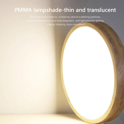 Houten LED Plafondlamp in Scandinavische Stijl Ø23 cm of Ø30 cm