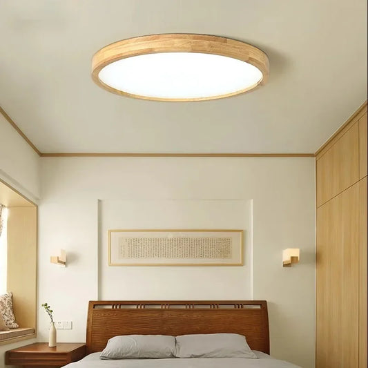 Houten LED Plafondlamp in Scandinavische Stijl Ø23 cm of Ø30 cm