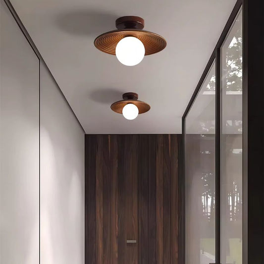 WalnootLicht – Moderne Houten Plafondlamp