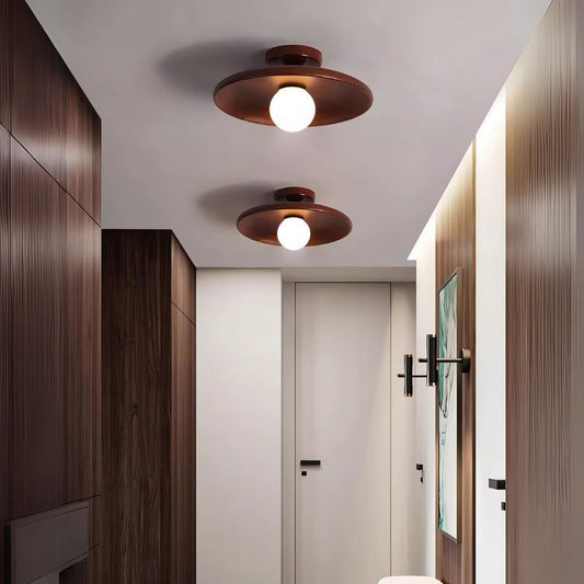 WalnootLicht – Moderne Houten Plafondlamp